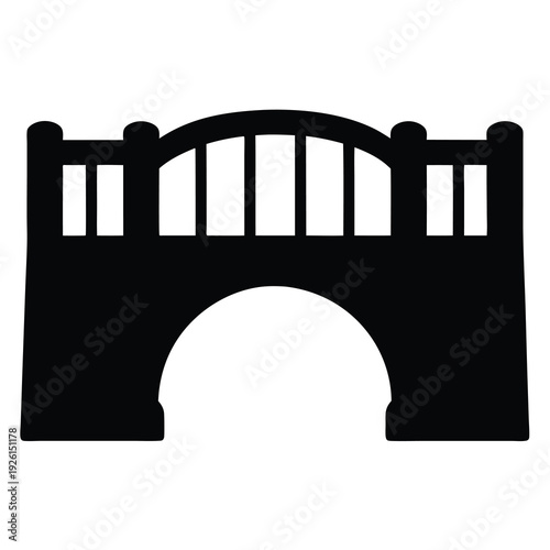 Architectural bridge symbol displaying symmetry, support and architectural design elements