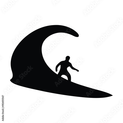 Surfing the Wave A Black and White Silhouette of Skill and Adrenaline