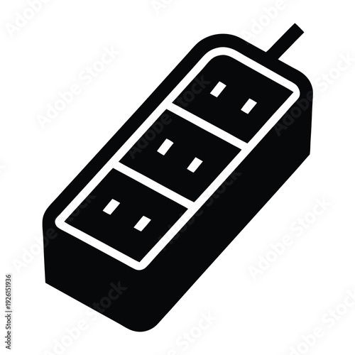 Black and white extension cord providing multiple power outlets for electricity
