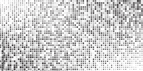 Abstract geometric pattern with small and large squares. Design element for web banners, posters, cards, wallpapers, backdrops, panels Black and white color Vector illustration