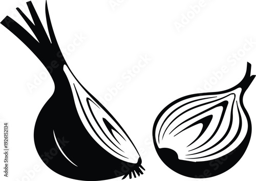 Minimalist black chopped onion pieces silhouette vector icon