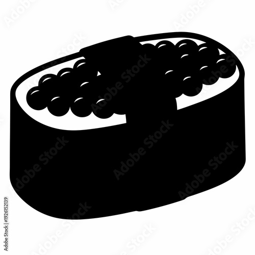 Silhouette Illustration of Ikura Gunkan Sushi, Japanese Cuisine with Fish Eggs