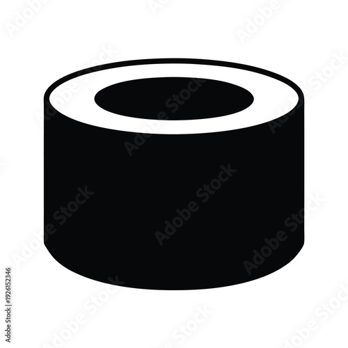 Simple cylindrical shape with hollow center and solid base in black and white