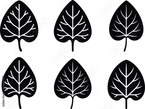 Set of Minimalist black orach leaf mountain spinach silhouette vector icon