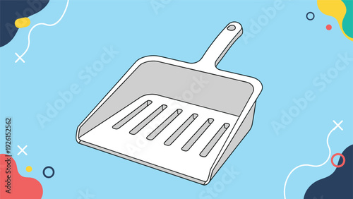 Practical gray dustpan or litter scoop with a handle and slotted bottom, suitable for pet cleaning or general household maintenance.