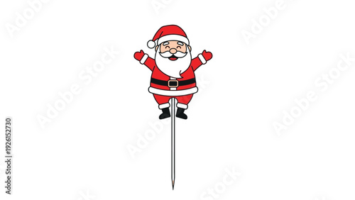 Long pencil topped with a cute smiling Santa Claus figure making it a fun writing tool for the Christmas holidays.