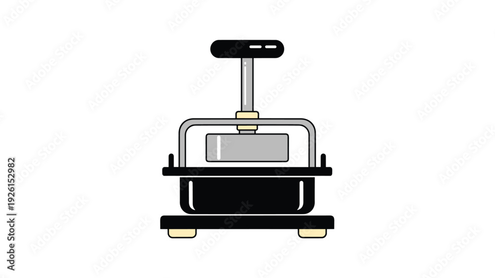 Fototapeta premium Industrial manual press machine shown in a clean illustration style, suitable for bookbinding, letterpress, or heavy duty craft work.