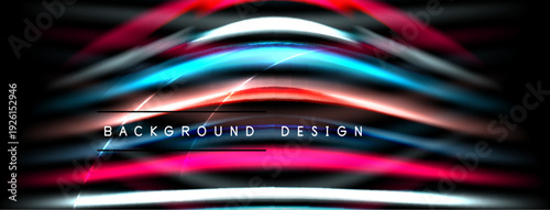 Abstract neon lines create dynamic background. Vibrant colors blend, forming flowing shapes. Modern design element for digital projects.