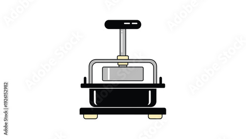 Industrial manual press machine shown in a clean illustration style, suitable for bookbinding, letterpress, or heavy duty craft work.