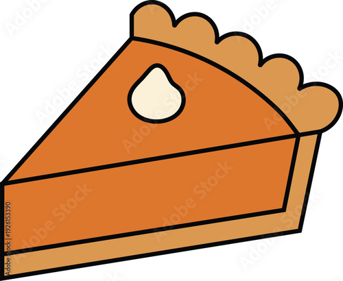 Pumpkin Pie Slice Illustration with Whipped Cream Thanksgiving Dessert Vector