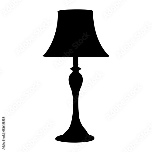 Elegant black table lamp silhouette with a gently curved lamp shade design