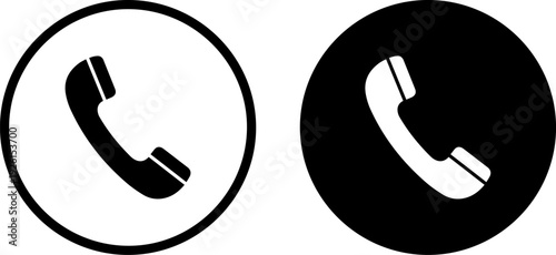 Phone icon set in black and white