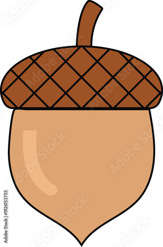 Minimalist Acorn Illustration Brown Oak Nut Flat Vector Icon for Autumn Design