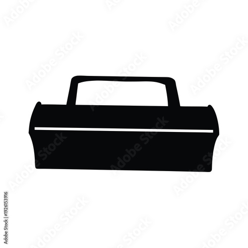 A simplistic black silhouette illustration of a classic vintage car trunk area