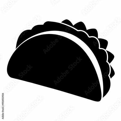 Simple black and white illustration of a crunchy taco delight icon