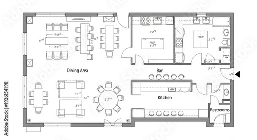 Detailed architectural floor plan showcasing interior design and room layouts for a modern home.