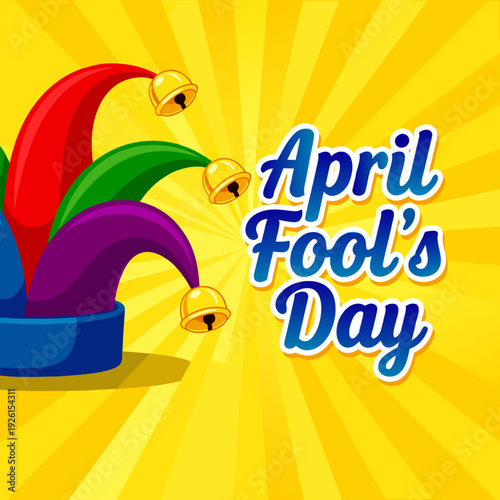 Fun April Fools Day Typography Design with Festive Decorations.
