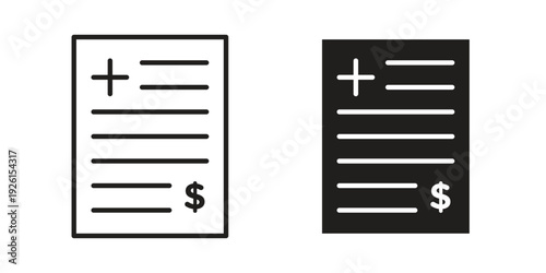 Hospital bill icon vector illustrations. vector glyph flat icons