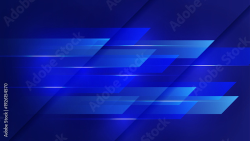 Futuristic dark blue background with glowing horizontal speed lines and geometric layers