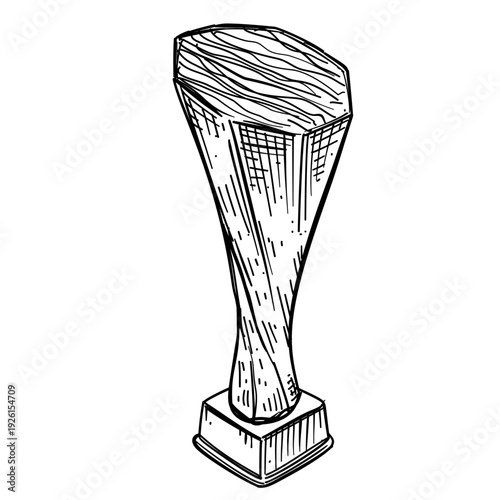 modern award trophy champion vector line art hand drawn illustration