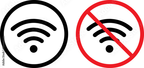 WiFi signal icons with and without prohibition symbol