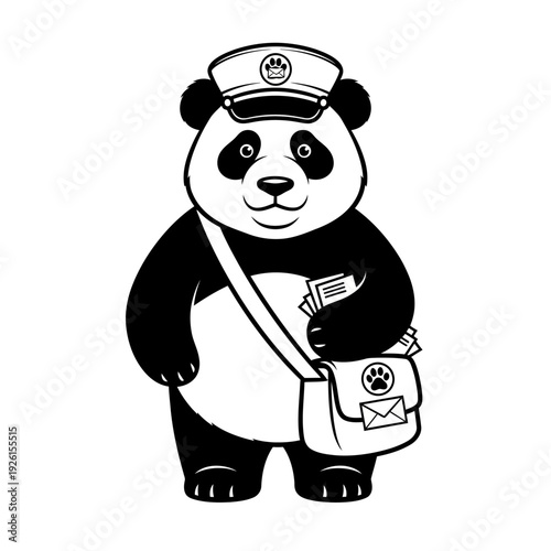 Cute Panda Mail Carrier Delivering Mail with a Satchel
