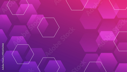 Stylish purple and magenta gradient background with hexagon outlines