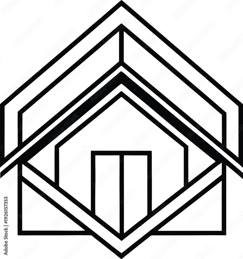 Fototapeta premium modern-home-logo--geometric-house-shape--flat