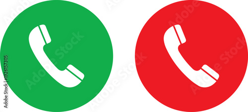Green and red phone icons for communication and contact