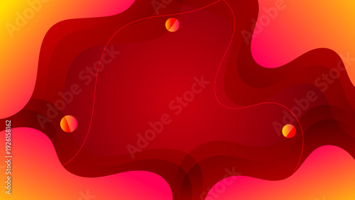 Energetic red and yellow abstract fluid background with dynamic wavy shapes and smooth color transitions
