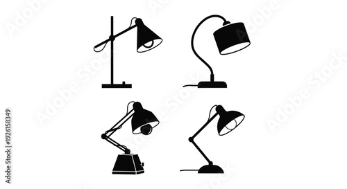 Four black lamps in various positions a striking silhouette