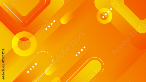 Energetic orange and yellow background featuring diagonal rounded shapes and minimal dots for summer marketing design