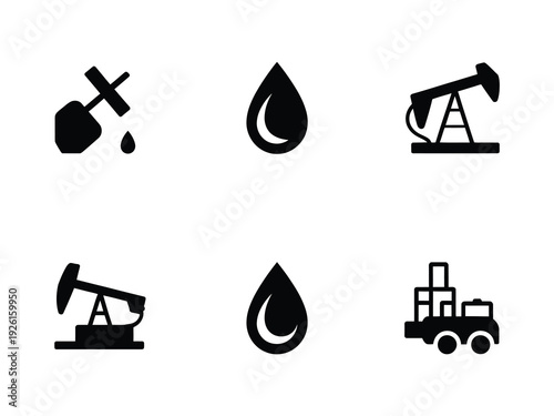 A set of icons related to oil extraction and transportation.