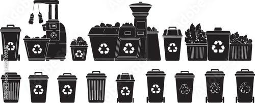 Recycling bins and trash cans for waste management system