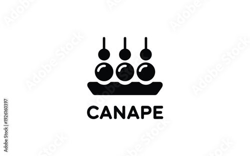 Canape logo featuring four skewers on a plate with simple design.