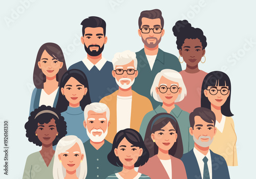 Diverse Community Portrait Illustration Representing Unity and Inclusion
