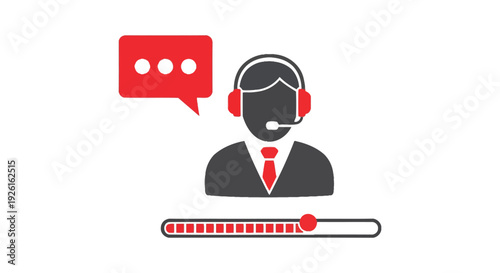 Vector illustration representing a customer service agent connection status with chat bubble