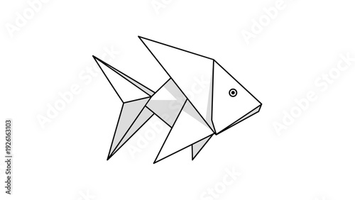 Simple origami fish in a geometric folded paper style, representing art, creativity, and the Japanese tradition of paper folding.