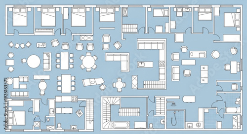 Detailed architectural floor plan showcasing furniture and room layouts for a modern home design.