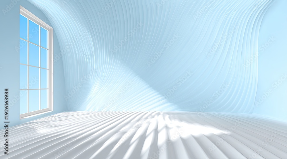 Obraz premium Abstract Light Rays Illuminating Empty Room Interior.