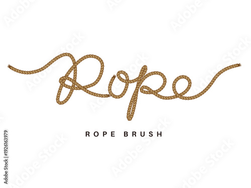 Realistic Rope Vector Brush and Illustration: Decorative Nautical Cord with Knots and Twisted Texture for Marine and Rustic Design