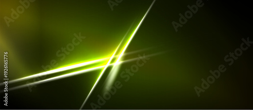 Abstract background features bright lines, gradients. Yellow hues dominate dark space, creating dynamic visual effect.