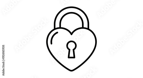 Heart shaped padlock icon symbolizing love and security in a simple line art illustration