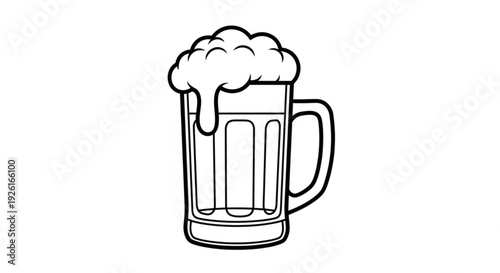 A foamy beer mug illustration viewed from the side on a plain white background