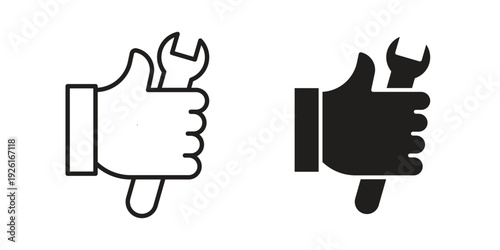 Spanner in hand icon vector illustrations. vector glyph flat icons
