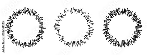Radial jagged burst frames with sharp pointed edges for dynamic vector graphic
