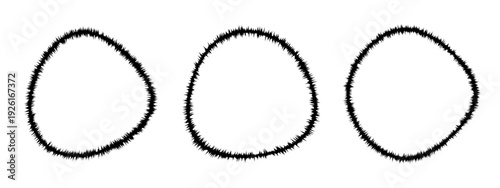 Abstract circular borders with organic hand drawn rough edges for creative framing concepts