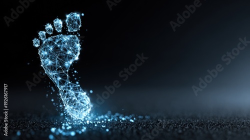 Wallpaper Mural Glowing digital footprint leaving trail on dark background. Torontodigital.ca