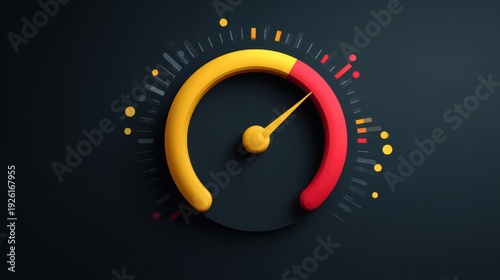 Wallpaper Mural Speedometer gauge with red and yellow needle on dark background. Torontodigital.ca