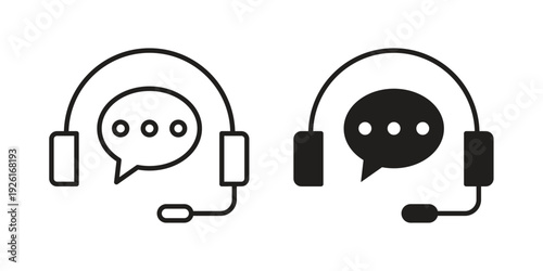 Support service headset icon vector illustrations. vector glyph flat icons